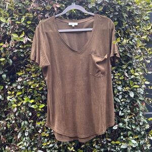 Another Love  Brown Short Sleeve V-Neck Tee